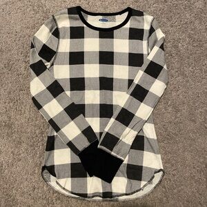 Old Navy Black and White Buffalo Plaid Long Sleeve Tee